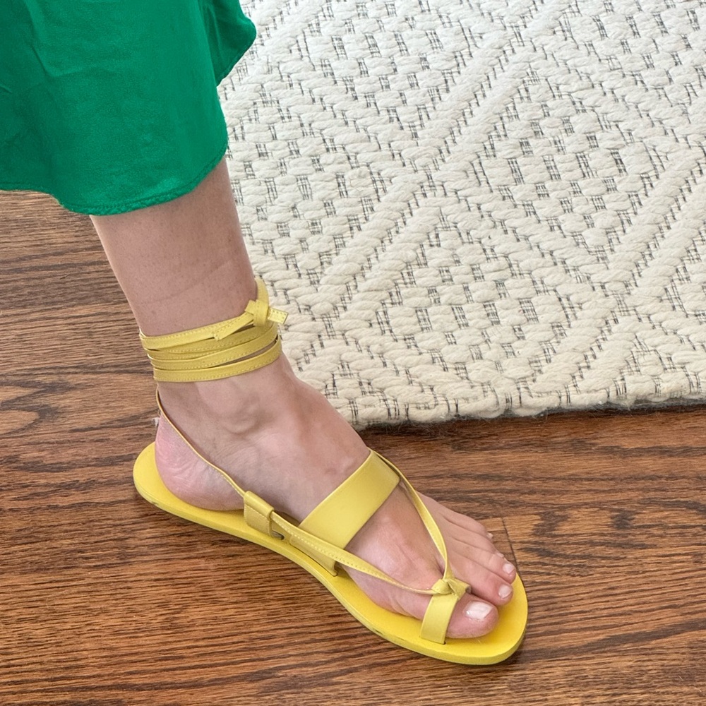 Tibi Yellow Lace-Up Leather Sandals - Picture 4 of 4